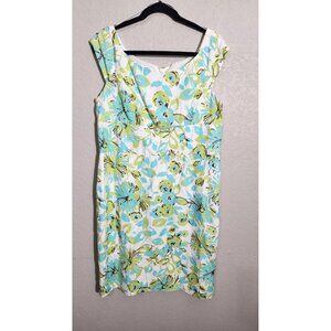 Cato Dress Womens 16 Floral Sleeveless Sheath Linen Blend Lined Spring Occasion